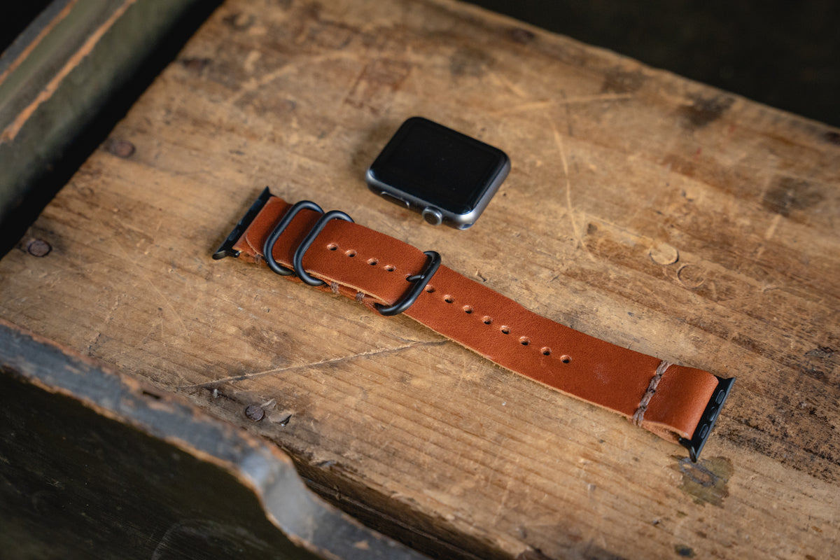 Apple Watch Leather NATO watchstrap handmade durable watchband Craft and Lore