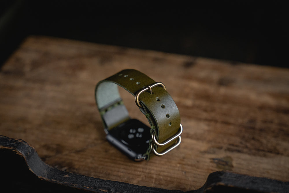 Apple Watch Leather Strap Olive Green