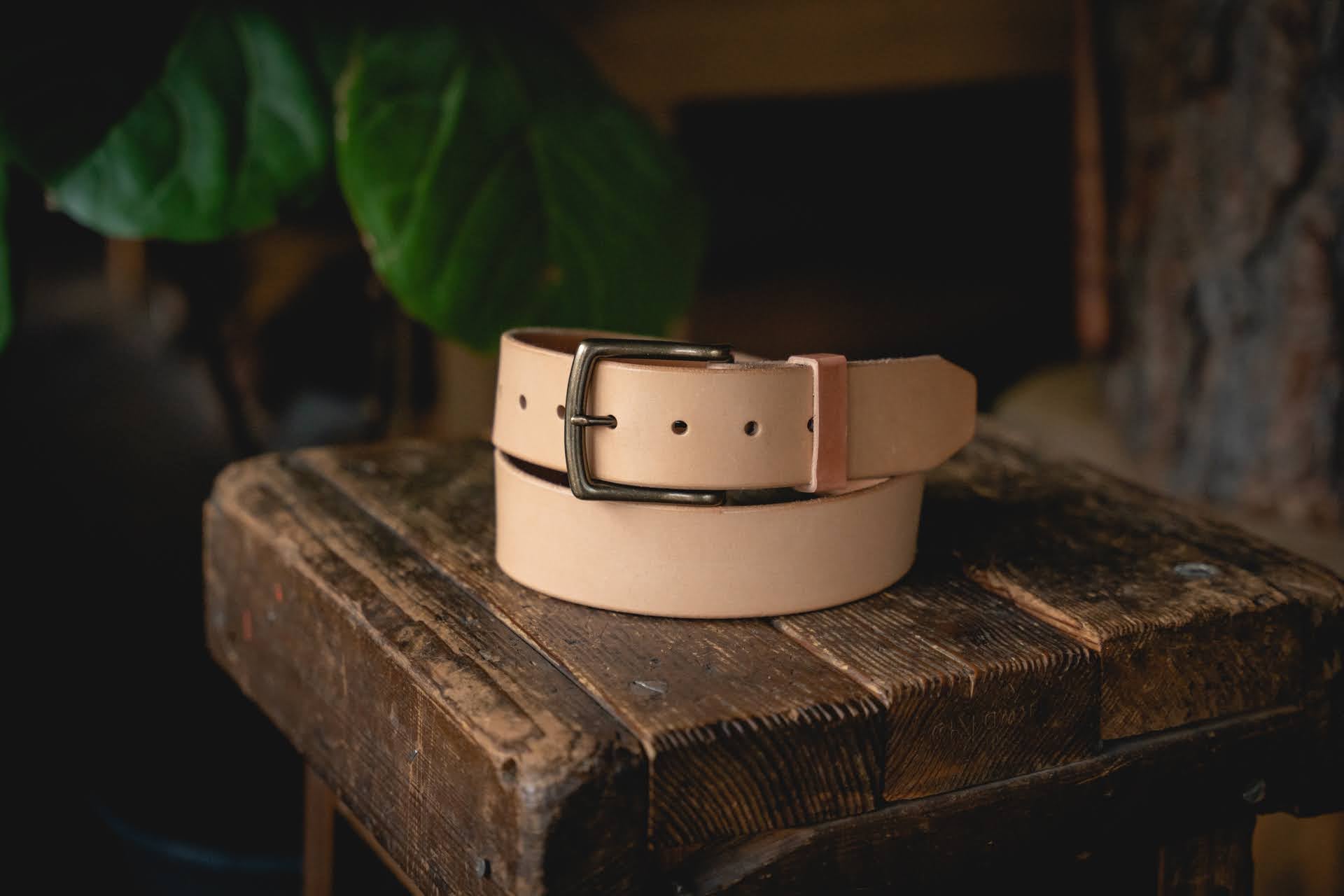 Craft Natural Leather Wide Belt, 1.75 Handmade American Thick Belt