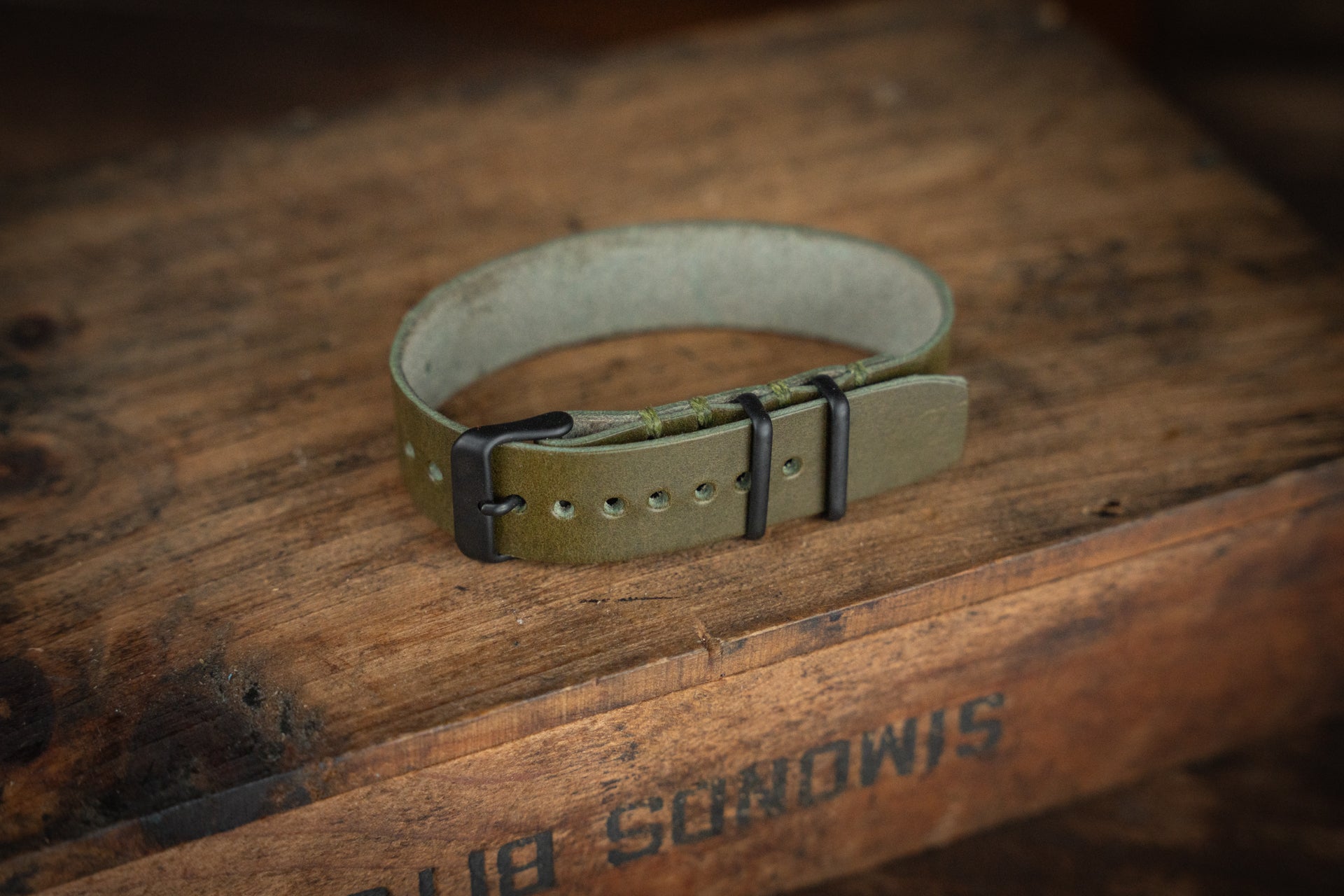 Zulu Military Watch Leather Strap ZULU Leather Watch Strap Olive