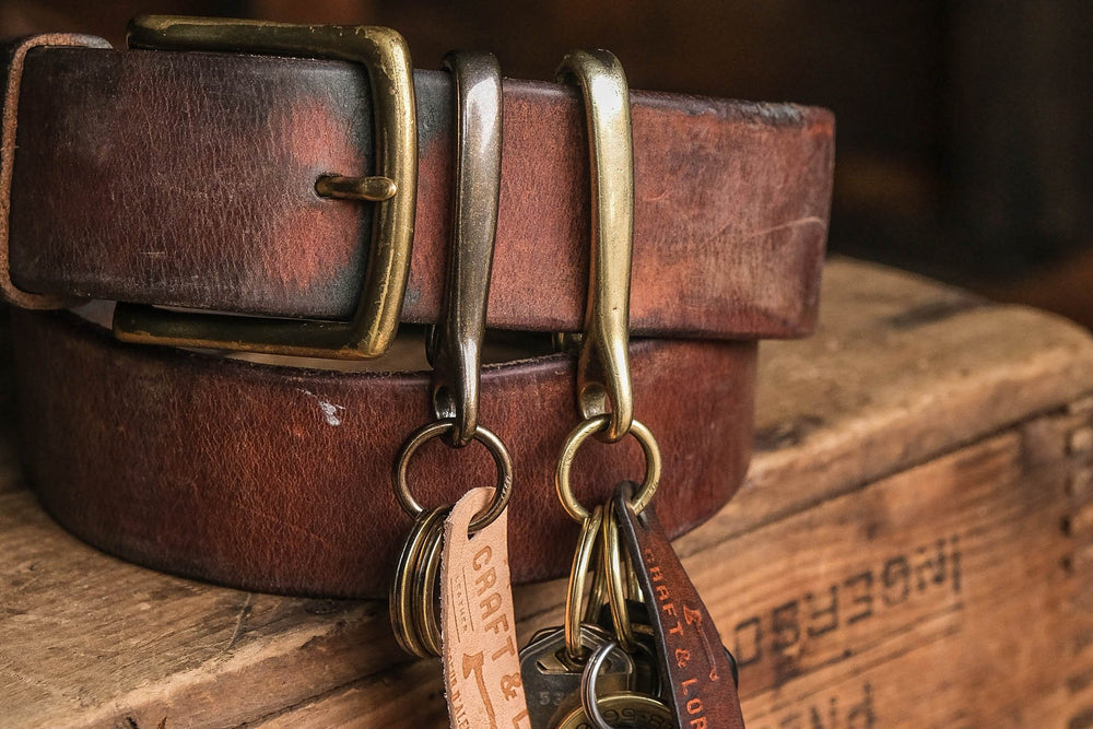 Brass Key Hook Fishhook Keychain keys keyrings quality durable style selvedge rugged 