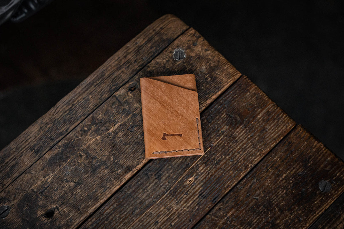 Leather Wallets Crosshatch Russet, Limited Run hand dyed full grain