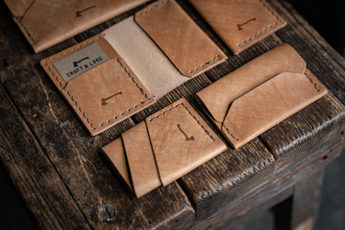 Leather Wallets Crosshatch Russet, Limited Run hand dyed full grain
