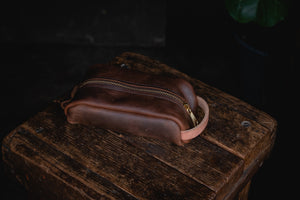 leather dopp kit nightbag travel makeup shave wetshave toolbag handmade rugged durable quality