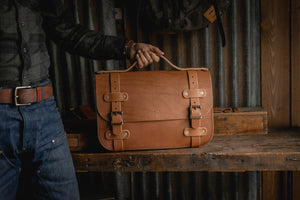 Inlander Briefcase Rugged Thick leather bag business travel laptop paperwork durable heirloom quality USA American made