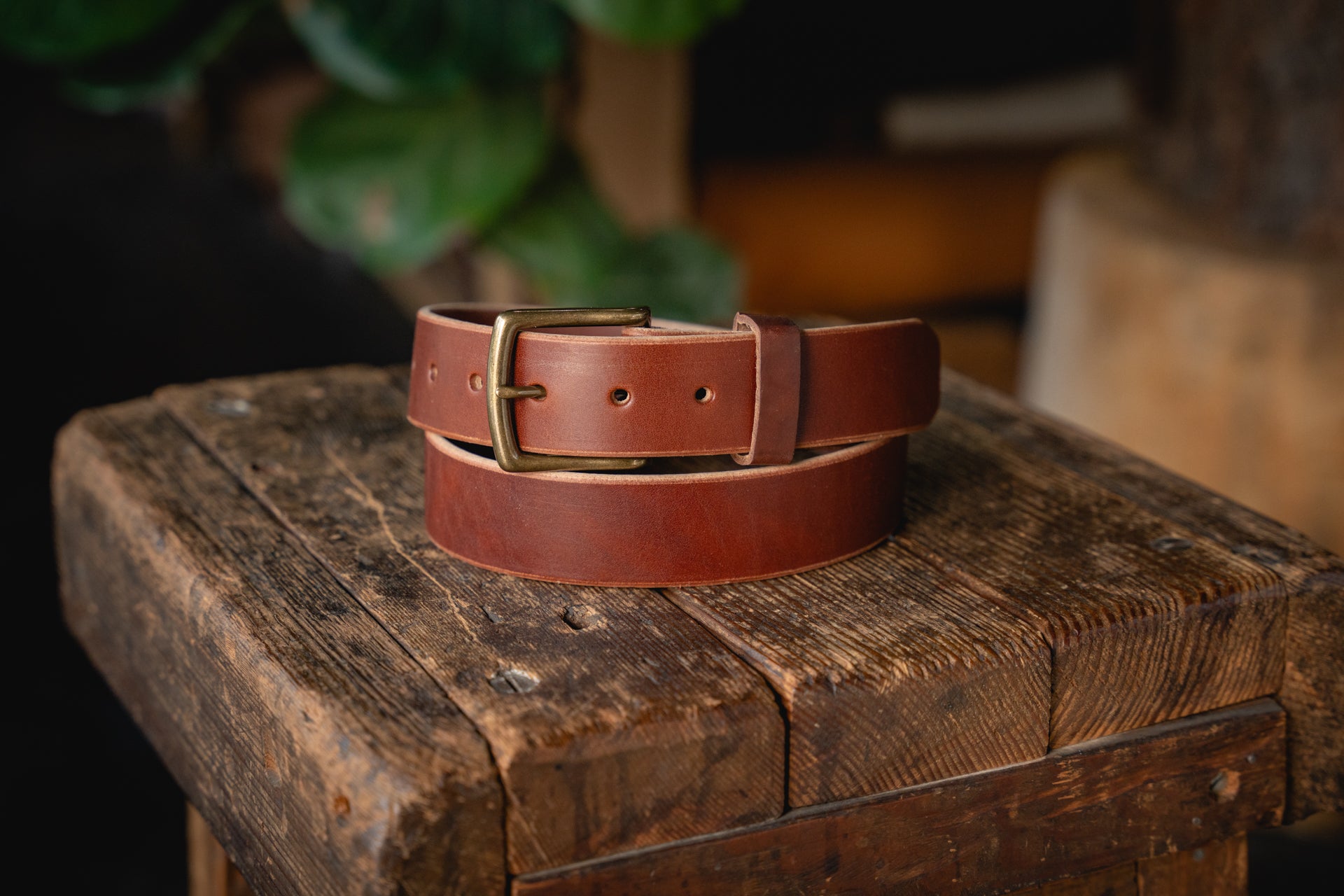 Craft Brown Leather Belt, Handmade American Harness Thick Belt Antique Brass / 44 Pant Size Craft Brown Leather Belt, Handmade American Harness Thick Belt Antique Brass / 44 Pant Size
