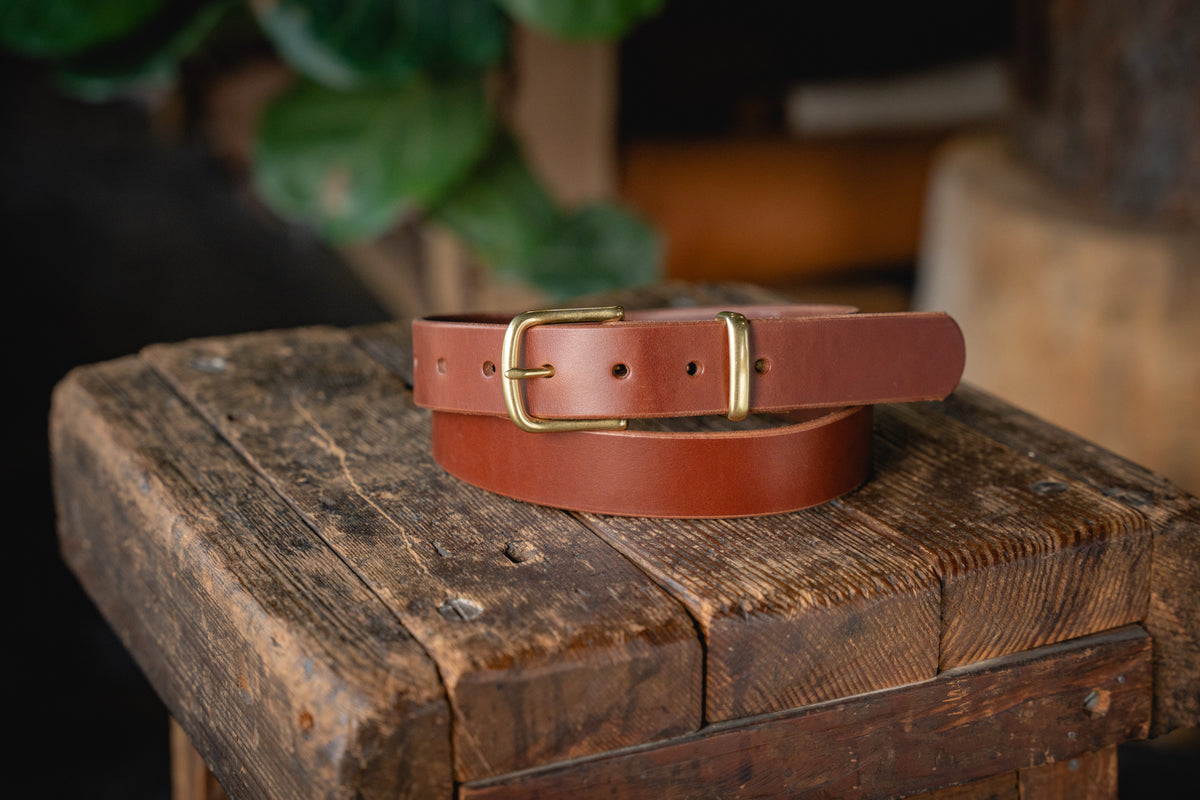 The Mountain Belt Dark Brown. 1.75 Thick Heavy Harness Leather