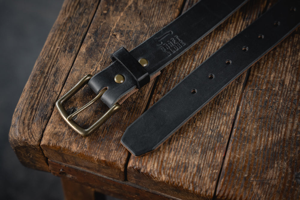 thick black full grain leather belt handnmade durable work belts