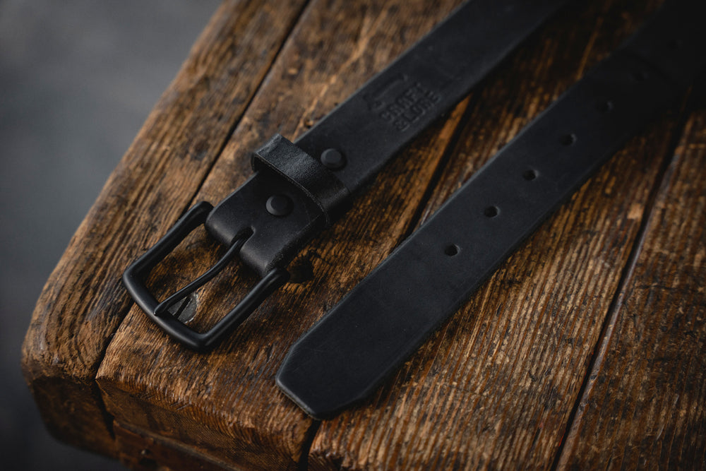 Blackout Leather Belt Black Rugged Thick Gun Durable Quality Handmade USA