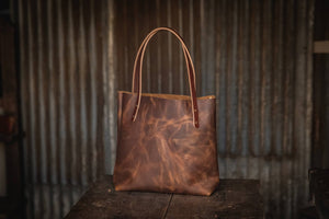 Handmade Leather Purse Tote Market Bag Black Quality Rugged Farm style PNW Bag