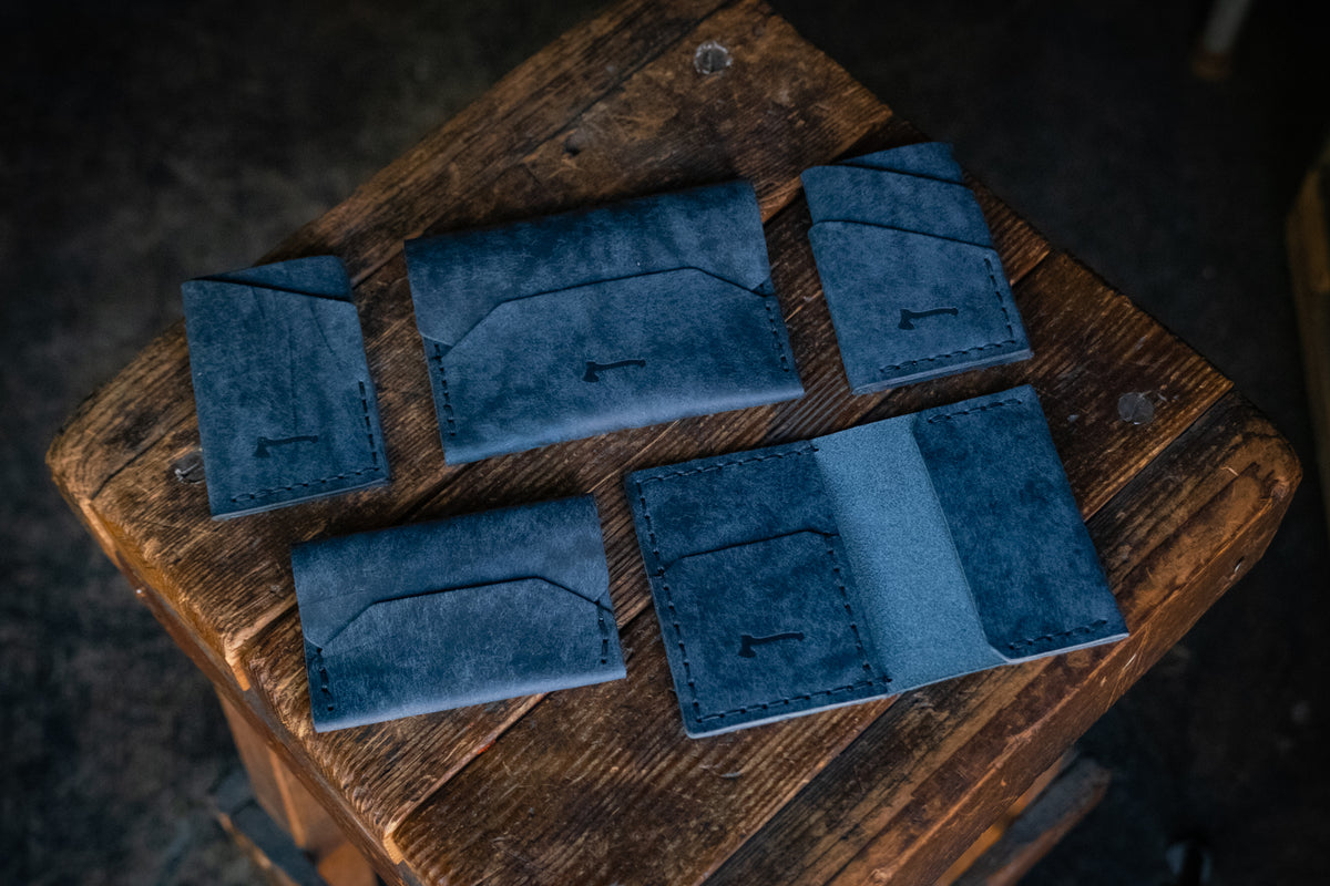 Buy Navy Blue Handcrafted Embossed Leather Wallet Online at