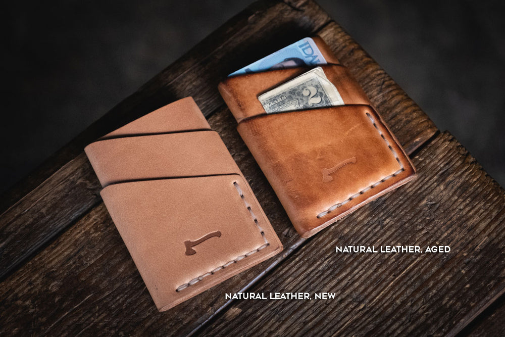 Original Port Wallet Craft and Lore handmade leather minimal card cash wallet durable hand stitched quality rugged classic patina natural veg tan