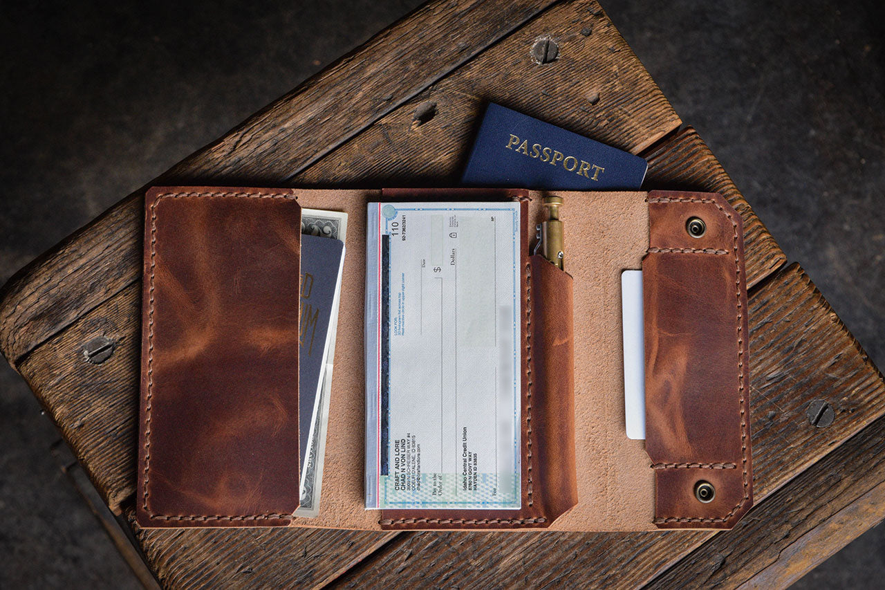 Checkbook Wallet, Handmade Horween Leather Business Checks Holder