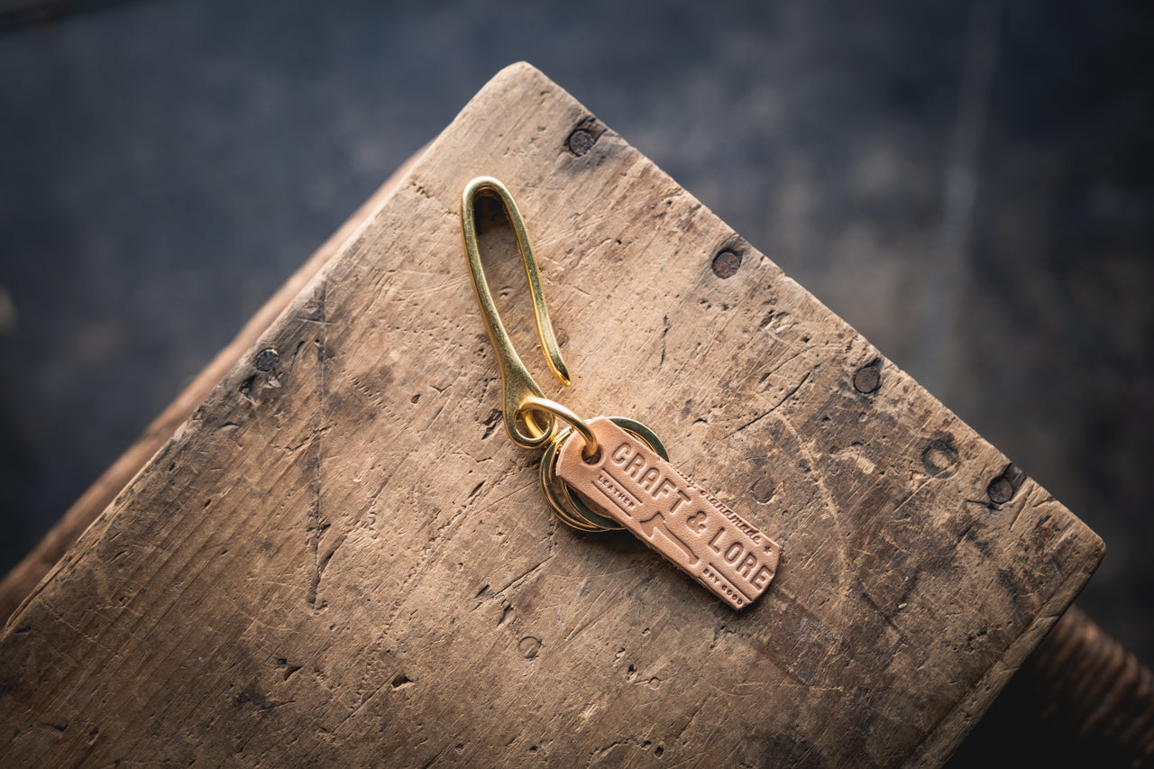 car keys on fish hook Solid Brass Key Hook, Keychain Fish Hook Brass / Shell Cordovan +5
