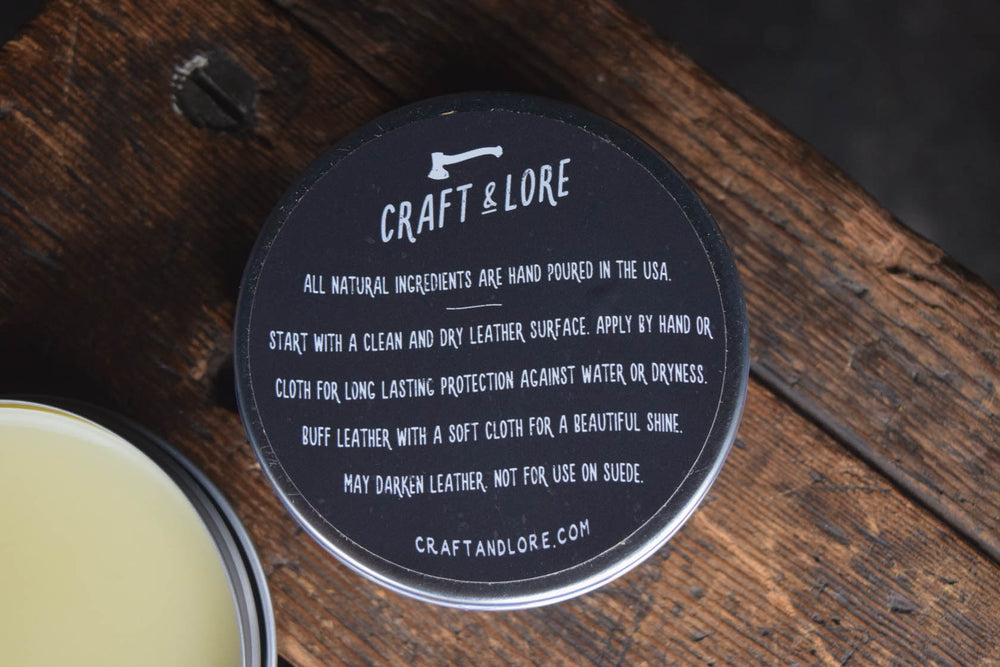 Leather Care Balm Conditioner Protectant Preservative Handmade Natural Quality PNW Craft and Lore
