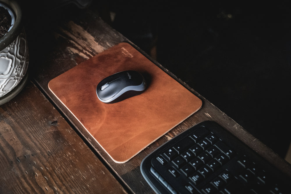 leather mouse pad mousepad handmade computer desktop quality durable macbook keyboard classic pnw magnolia patina farmstyle rustic