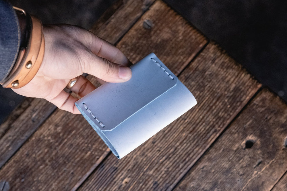 Ghost Blue Insider Wallet craft and lore handmade durable leather minimal card wallets