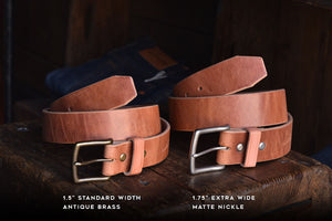 Mountain Belt, Thick Leather Solid Brass Hardware Lifetime Heritage Rugged Belt Handmade Craft and Lore