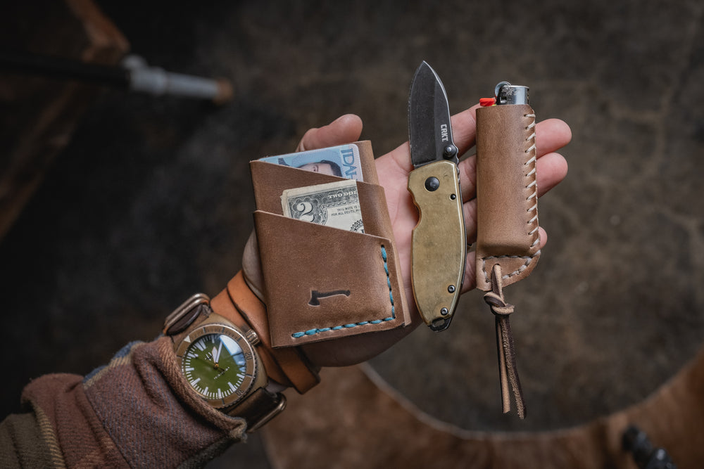 Port Wallet, Compact Slim Horween Chromexcel Dublin Leather Minimal Card Wallet Handmade Everyday Carry Hand Dump Pocket Gear EDC 