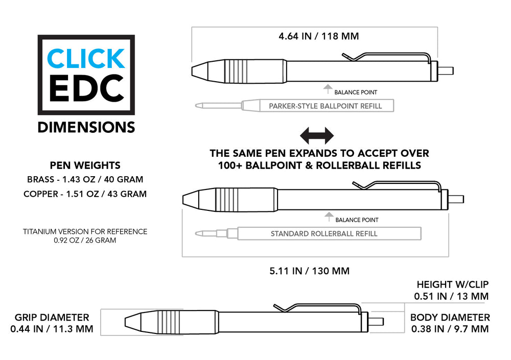 Brass & Copper Click EDC Pen