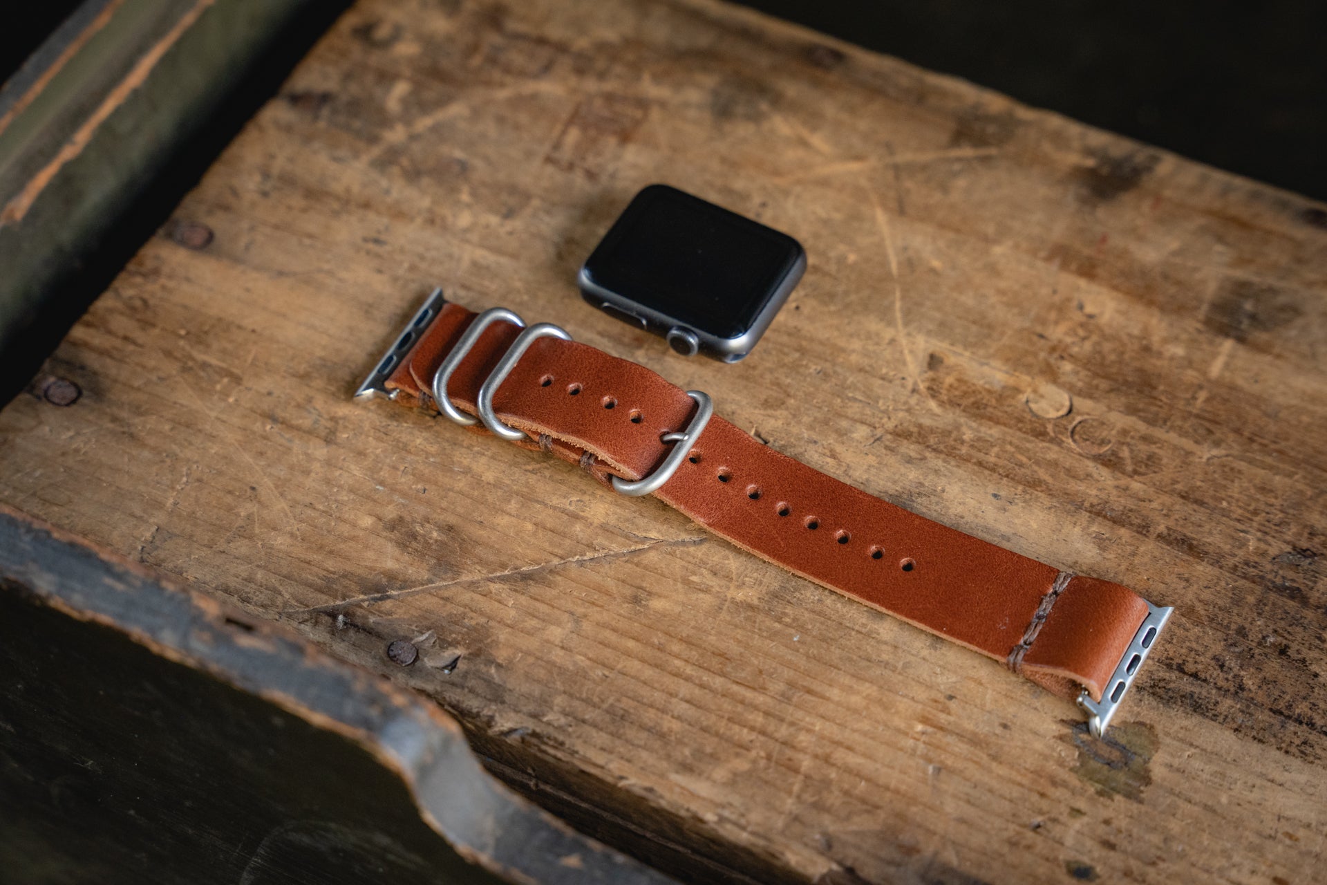Apple Watch Leather NATO watchstrap handmade durable watchband