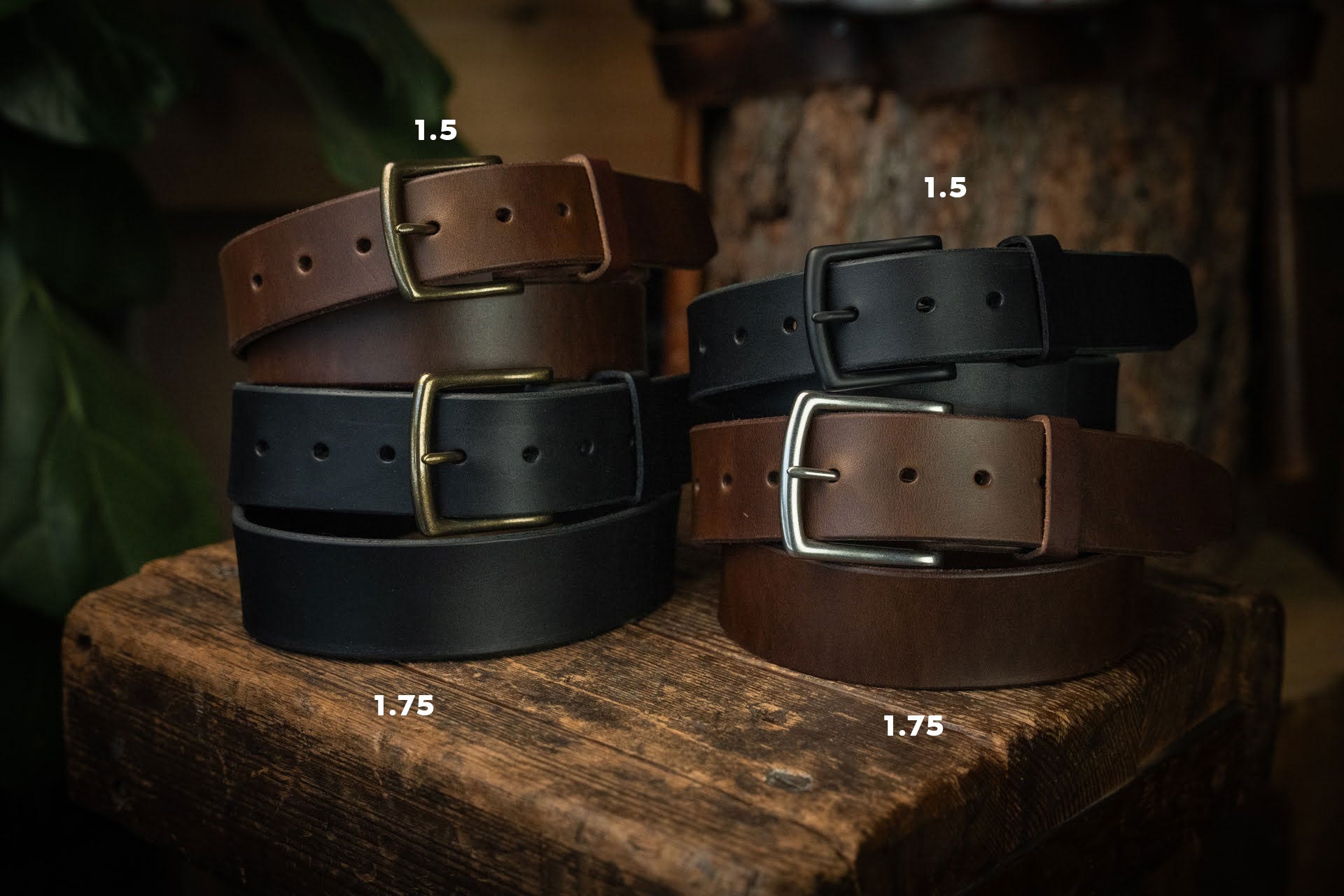 Craft Dark Brown Leather Belt, Handmade American Harness Thick