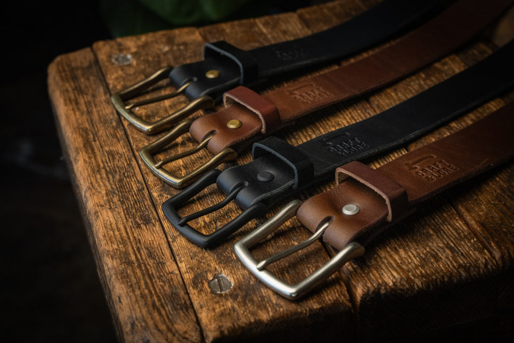 Thick rugged dark brown leather work belt usa american made quality extra wide 1.75