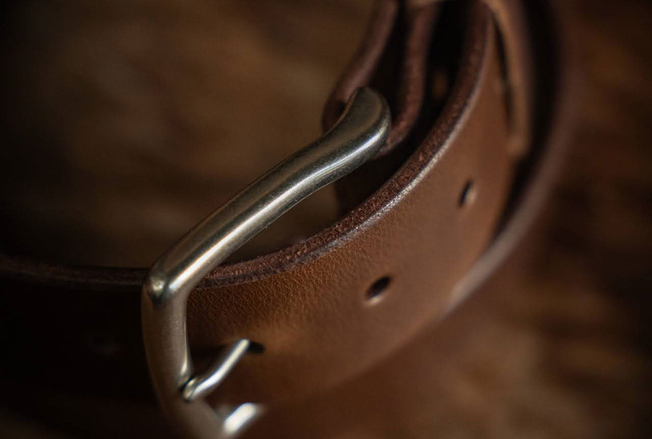 Craft Dark Brown Leather Belt, Handmade American Harness Thick