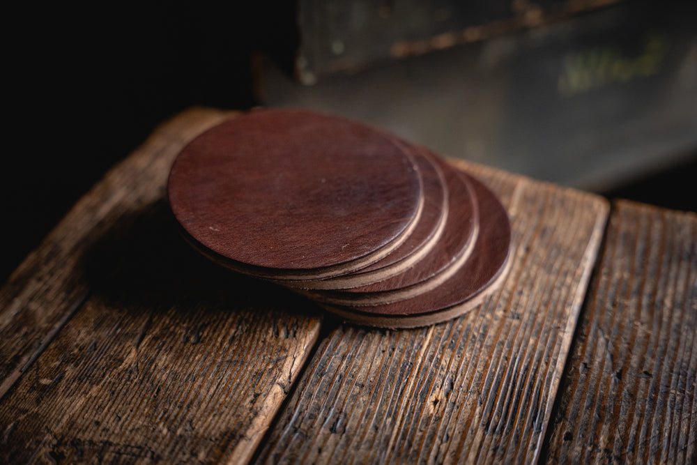 Leather Coaster Set, handmade heavy duty thick rustic coasters – Craft and  Lore