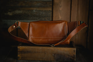 Drifter Sling Bag Fanny Pack handmade leather quality durable rugged pnw USA northwest full grain 