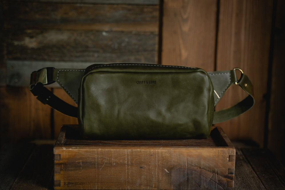 Drifter Sling Bag Fanny Pack handmade leather quality durable rugged pnw USA northwest full grain 