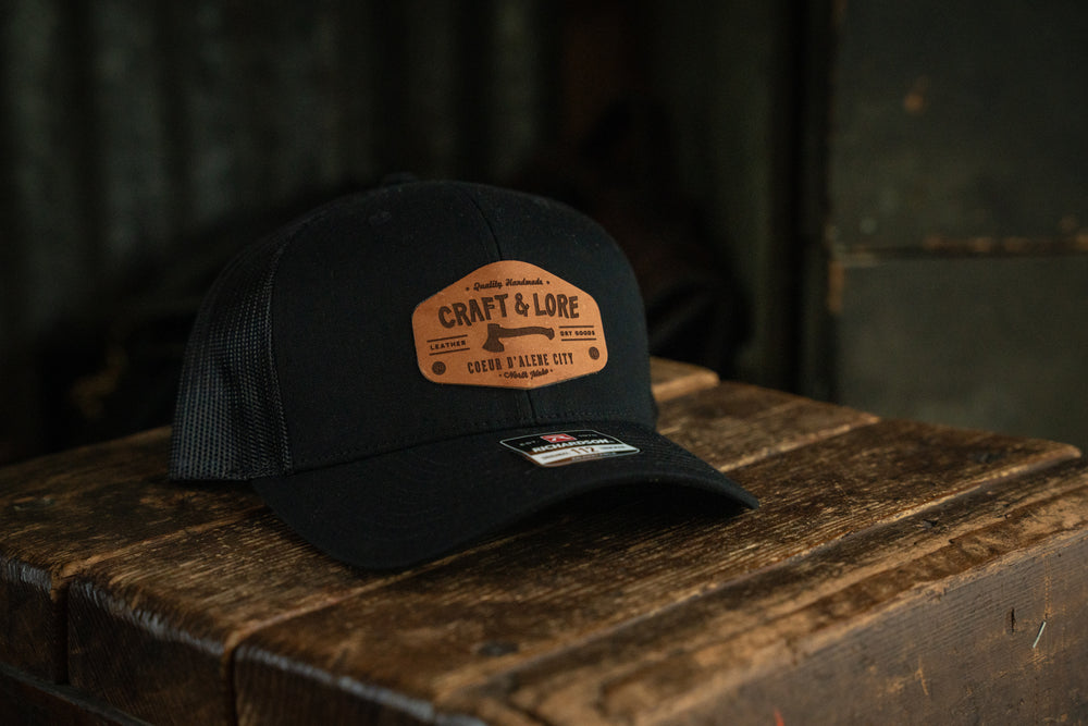 Classic Snapback Richardson 112 hat with leather patch Craft and Lore branding