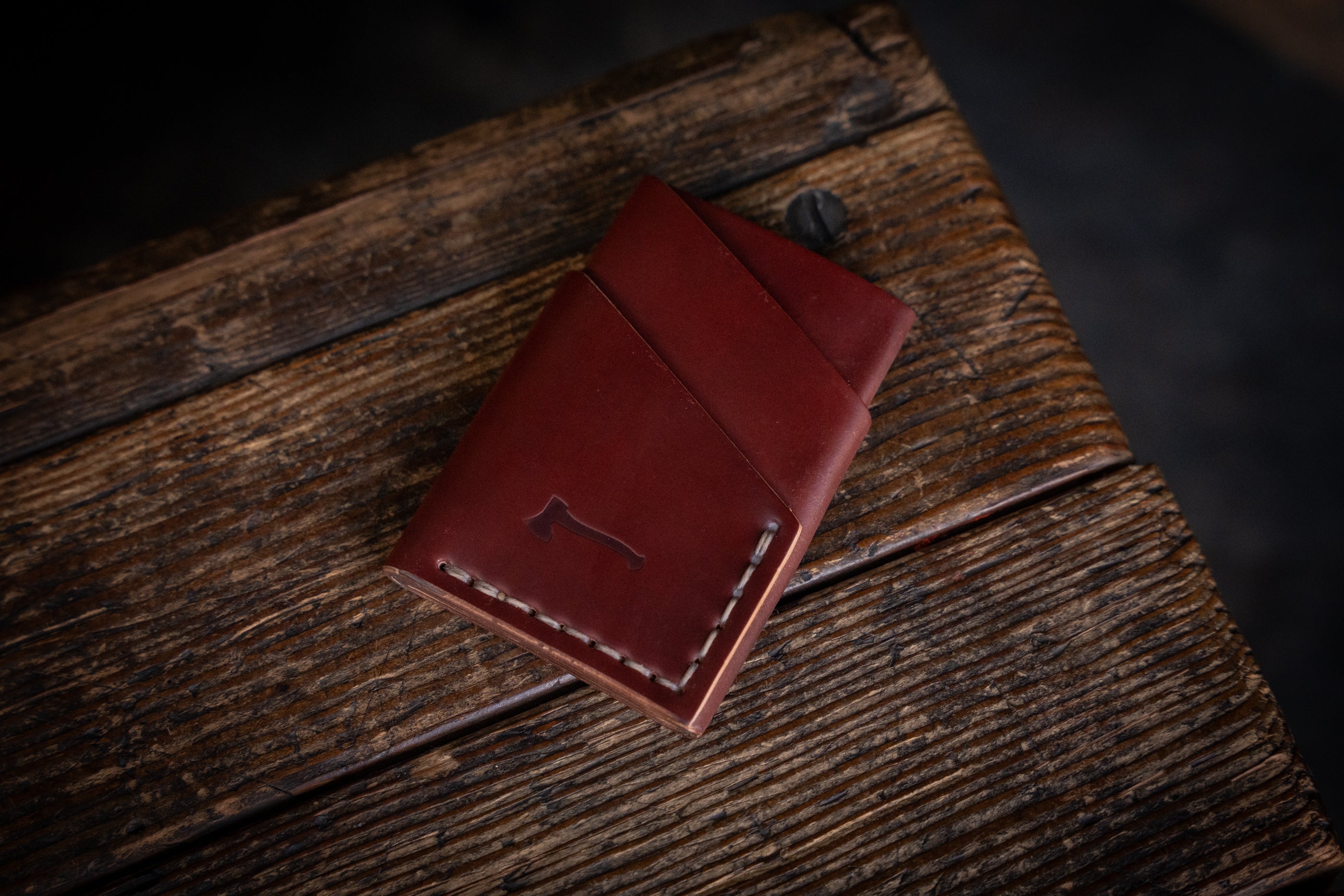 Port Wallet Horween Shell Cordovan, minimal handmade leather card