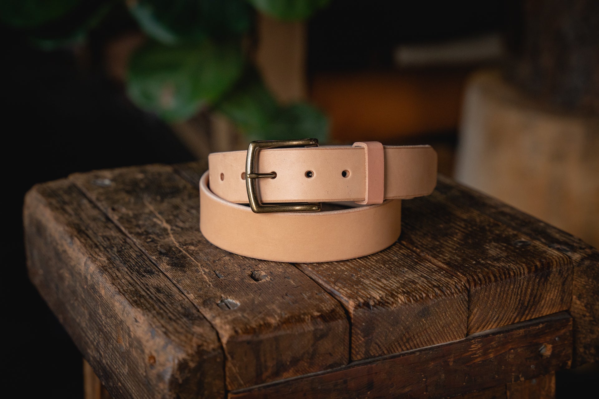 Craft Natural Leather Wide Belt, 1.75 Handmade American Thick Belt