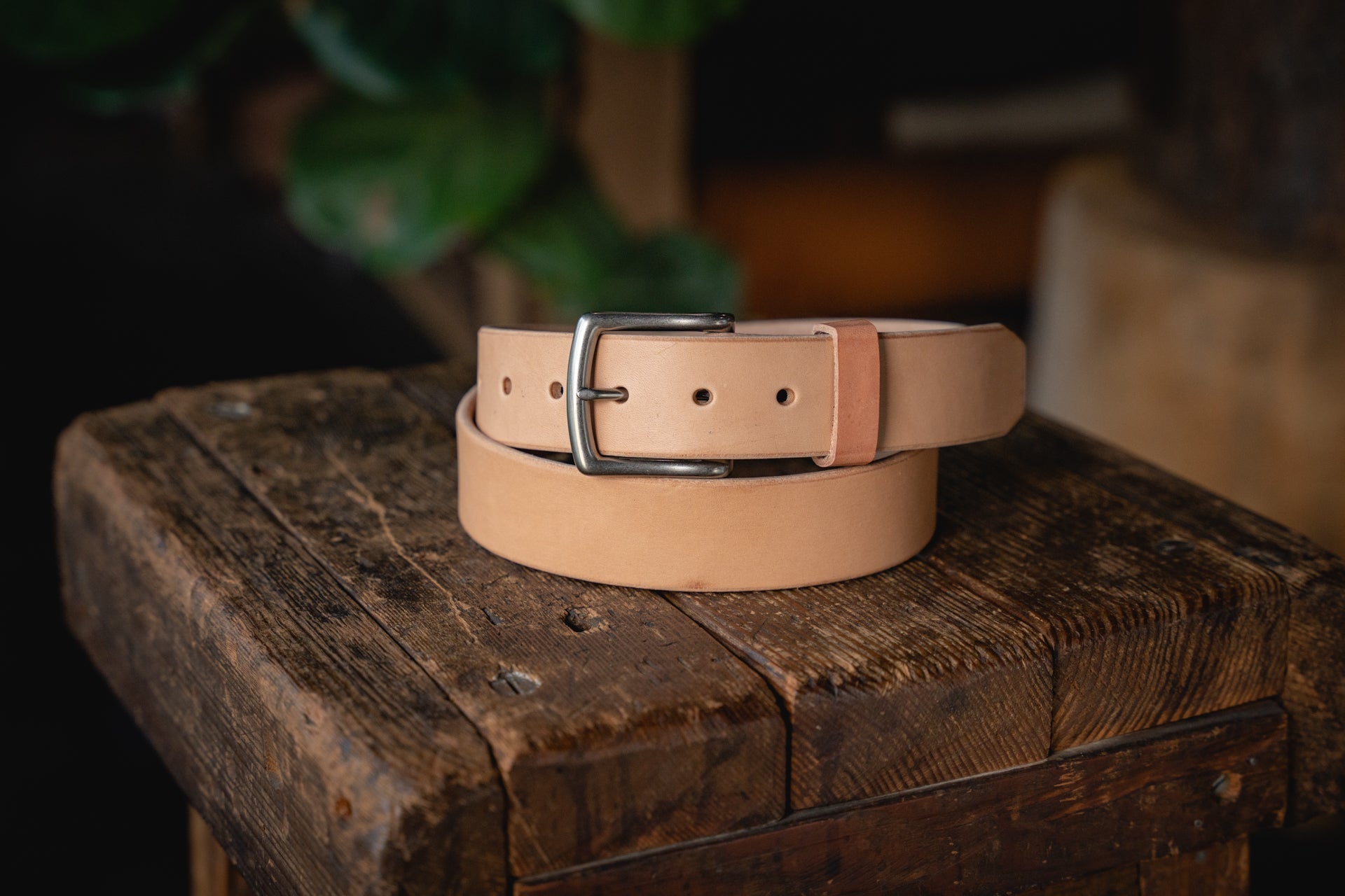Craft Natural Leather Wide Belt, 1.75 Handmade American Thick Belt