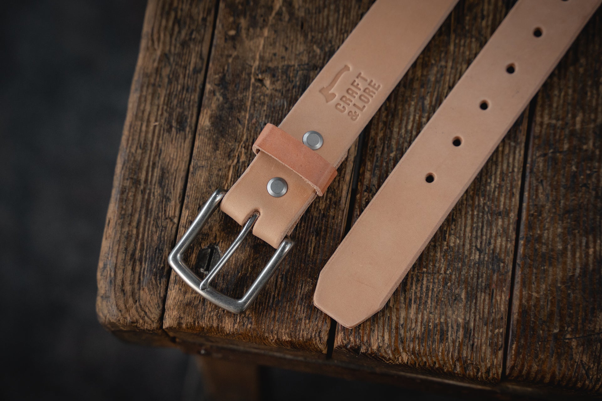 Craft Natural Leather Wide Belt, 1.75 Handmade American Thick Belt
