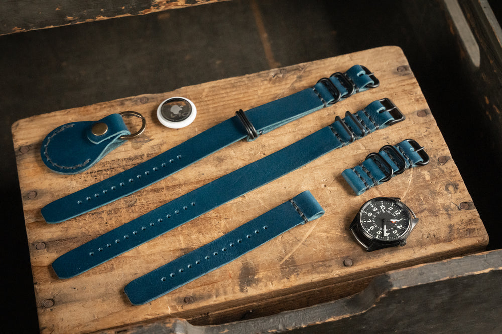 N.A.T.O. Leather Watch Strap Blue