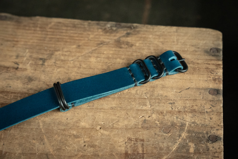 N.A.T.O. Leather Watch Strap Blue