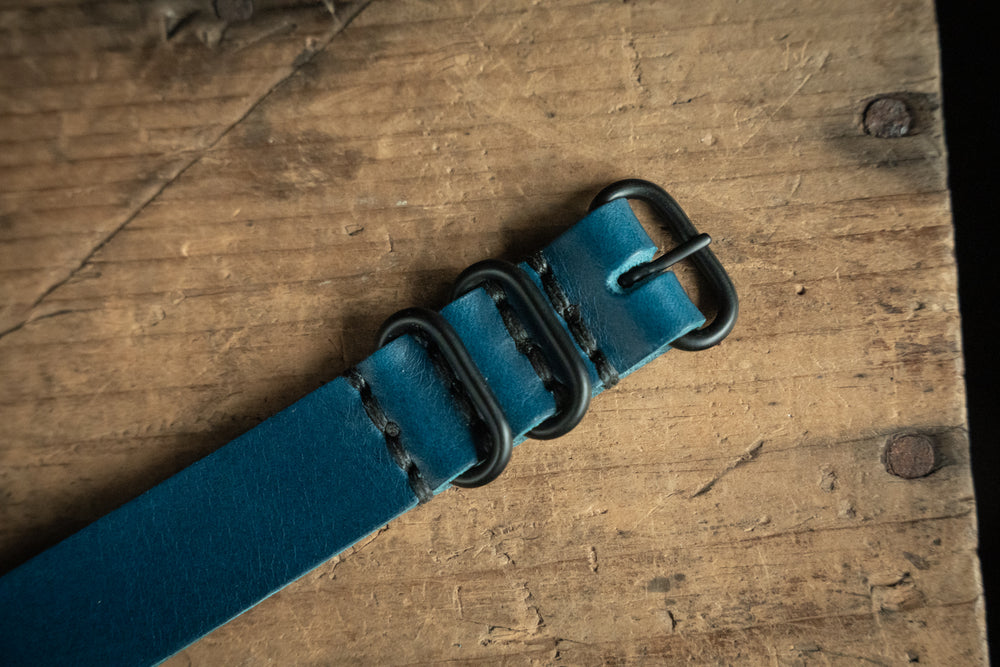 N.A.T.O. Leather Watch Strap Blue