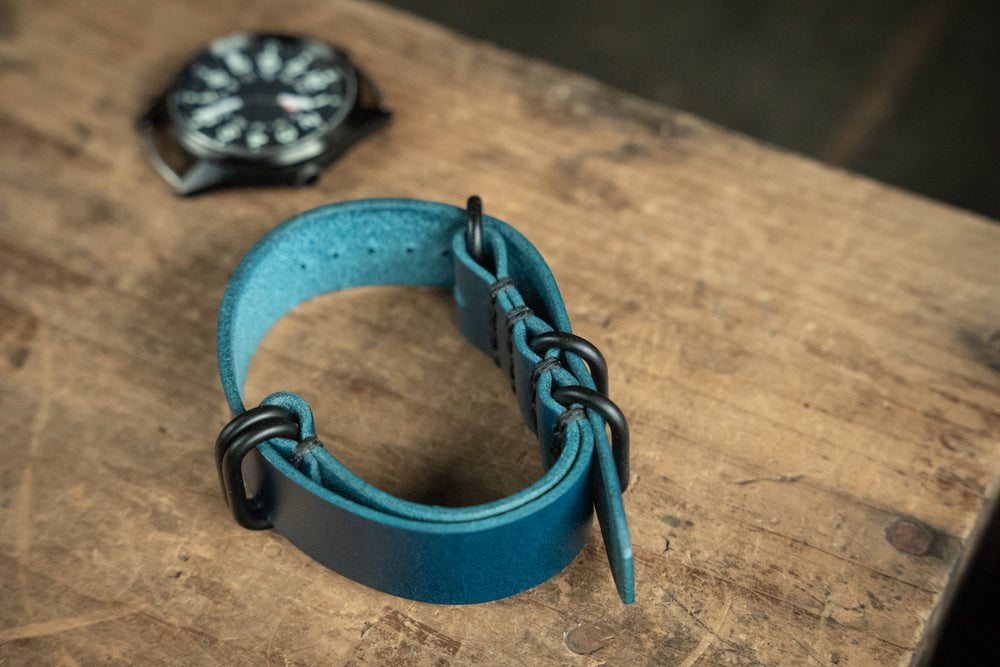 N.A.T.O. Leather Watch Strap Blue