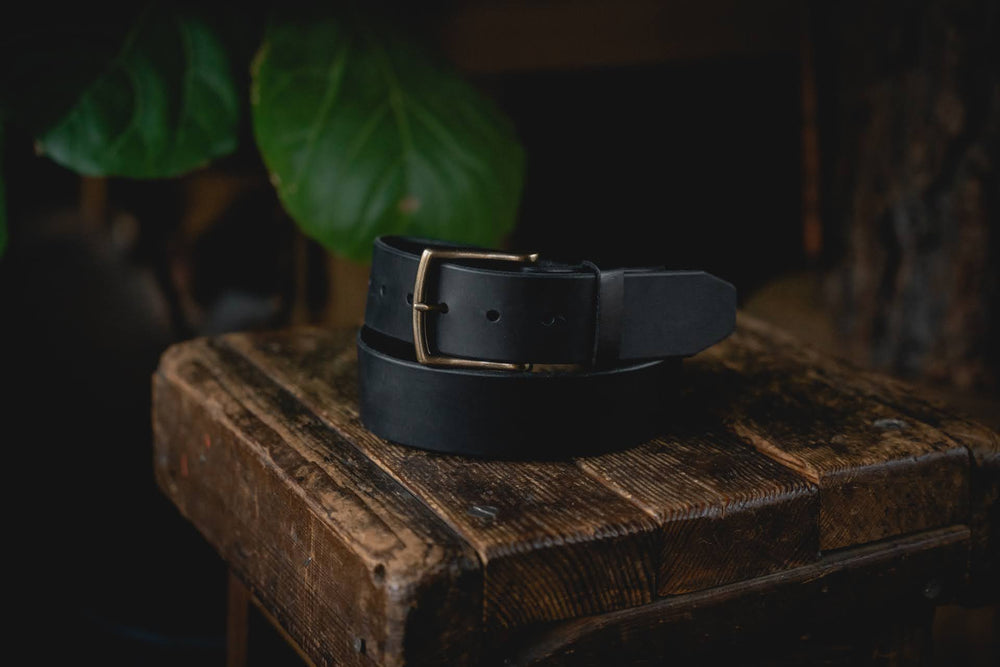 Craft Black Leather Wide Belt, 1.75 Handmade American Thick Belt