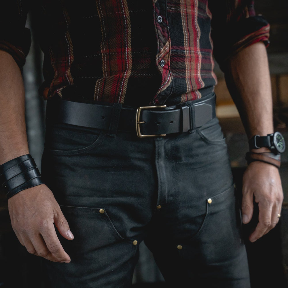 Craft Black Leather Wide Belt, 1.75 Handmade American Thick Belt Craft Black Leather Wide Belt, 1.75 Handmade American Thick Belt