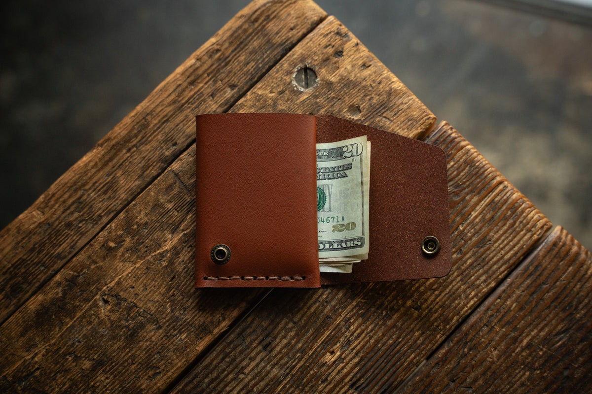 Rollout Wallet, Handmade minimal leather card and cash folding wallet ...