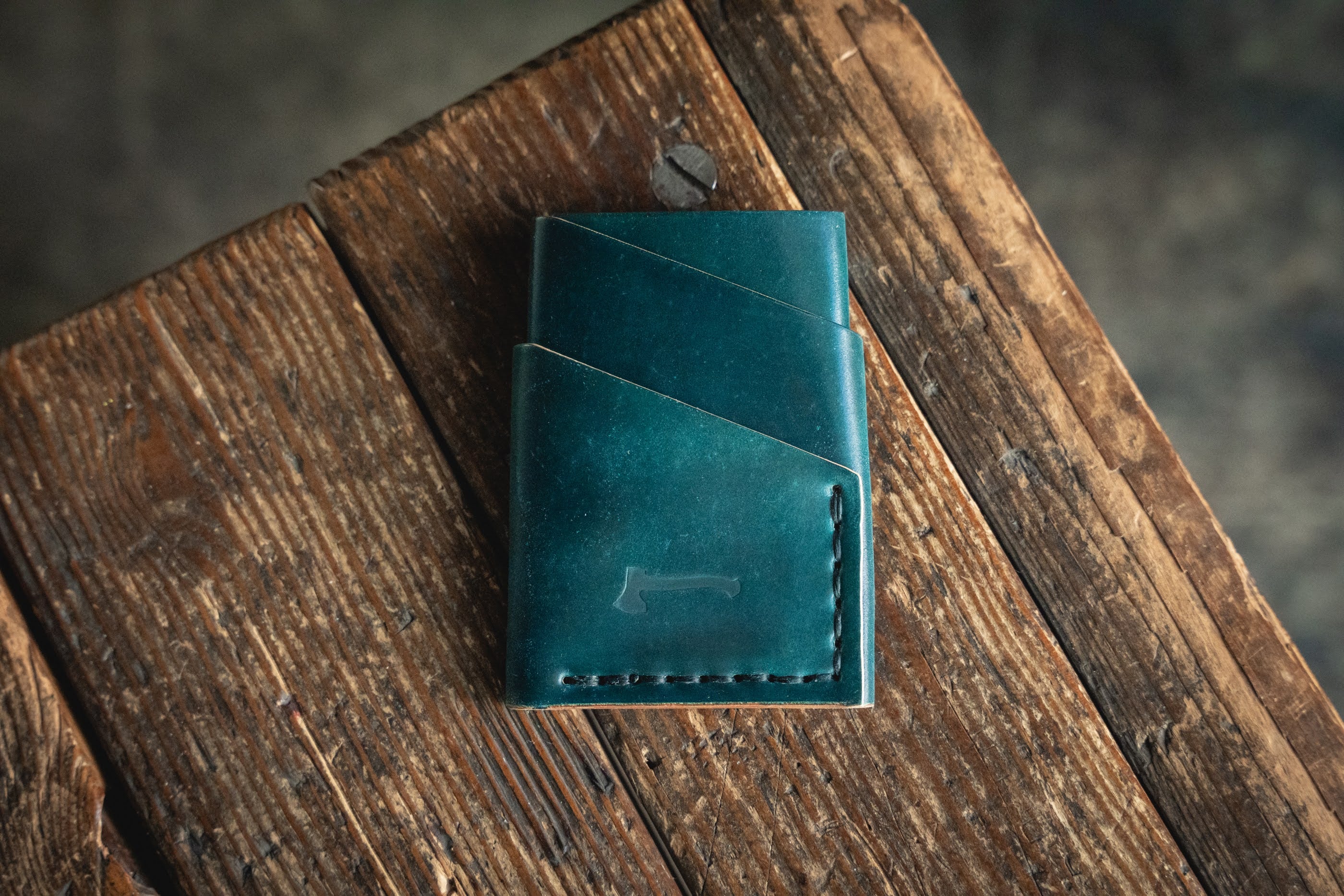 Port Wallet Horween Shell Cordovan, minimal handmade leather card