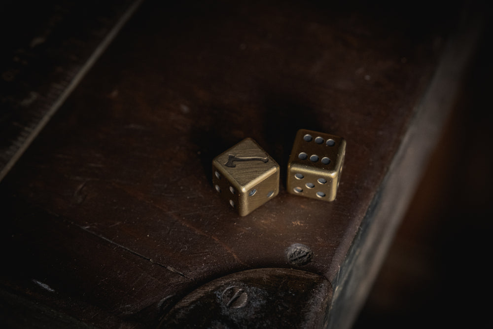 
            
                Load image into Gallery viewer, Solid Brass Dice Axmark Craft and Lore
            
        