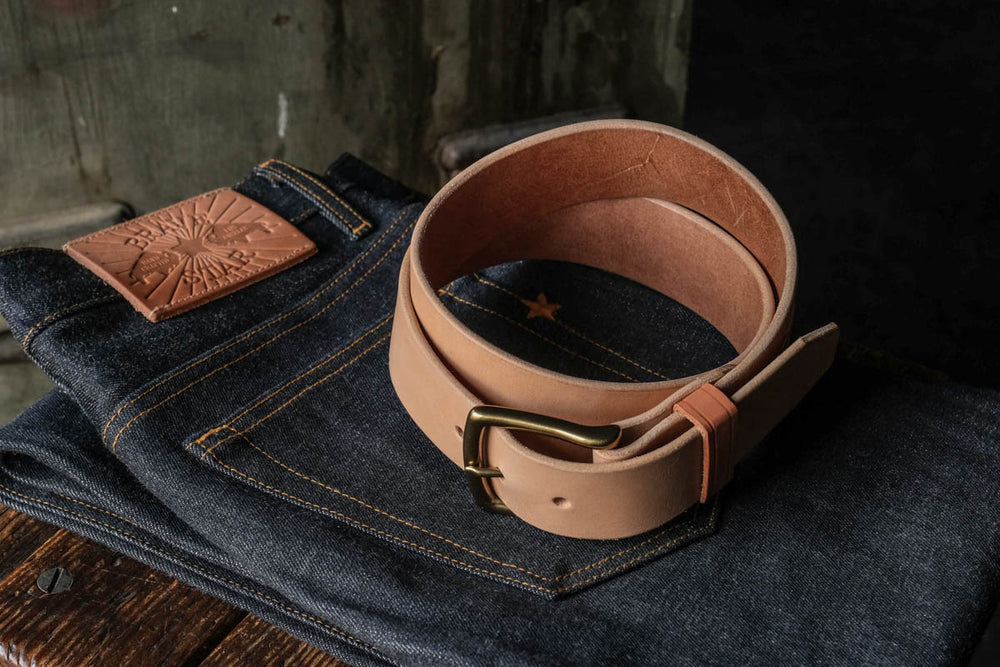 Craft Belt Natural Veg Thick Leather Handmade Durable Rugged Patina Craft and Lore