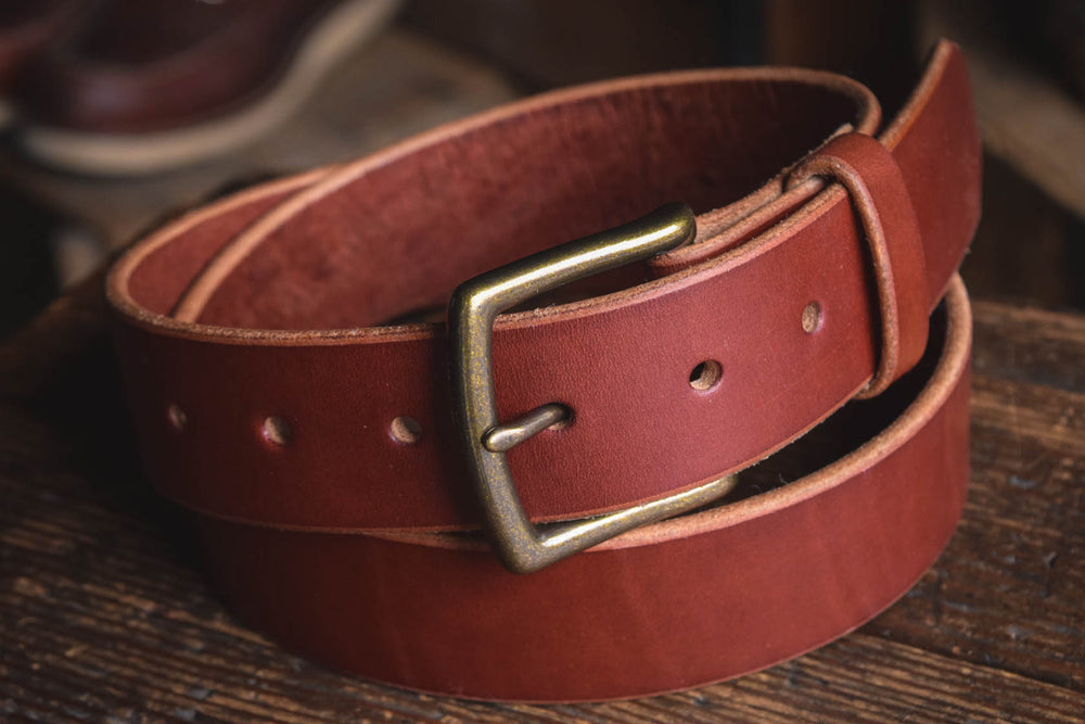 Craft Mahogany Leather Belt, Handmade American Harness Thick Belt ...