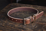 Thick Leather Dog Collar Handmade Quality Durable All Weather Brass PNW K9 Gear