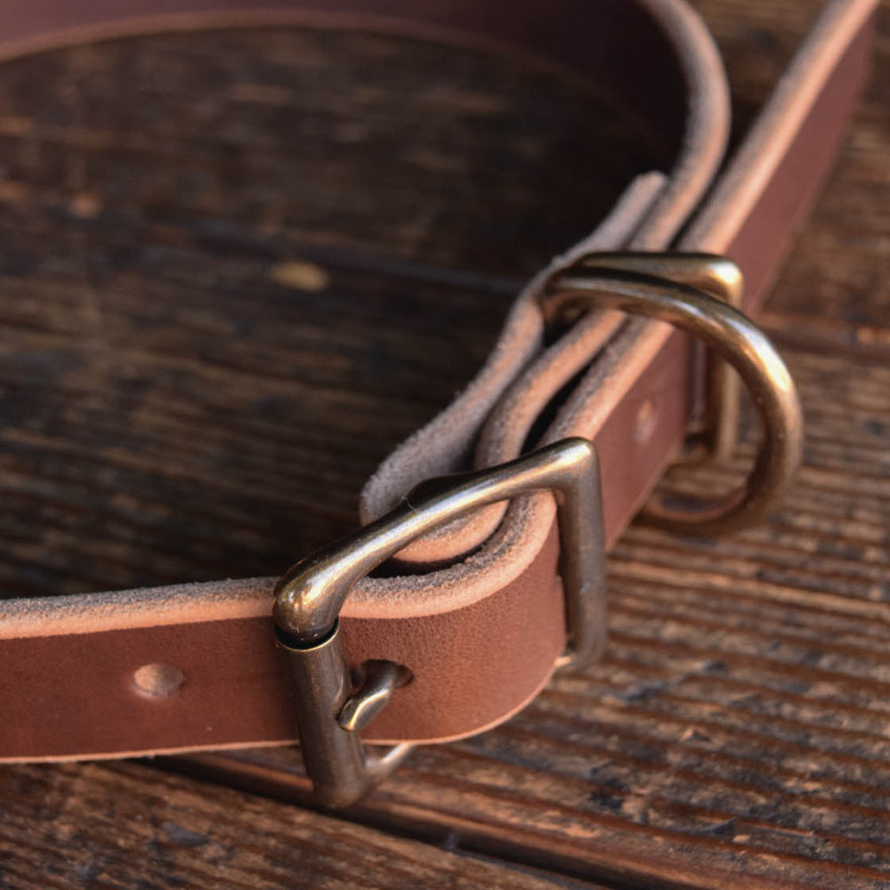 
                  
                    Thick Leather Dog Collar Handmade Quality Durable All Weather Brass PNW K9 Gear
                  
                