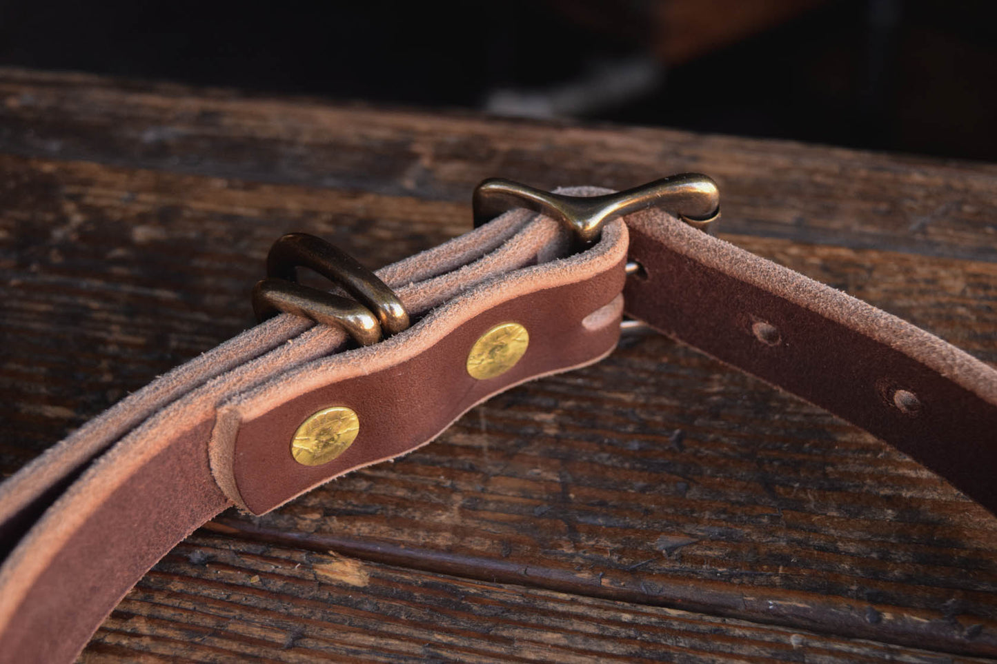 Thick Leather Dog Collar Handmade Quality Durable All Weather Brass PNW K9 Gear